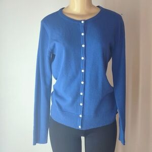 Covington Blue Pearl Buttons Sweater Cardigan S
